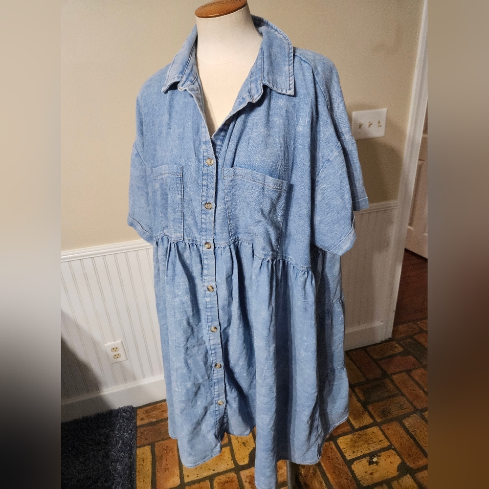 ODDY Light Blue Denim Dress - Picture 2 of 4